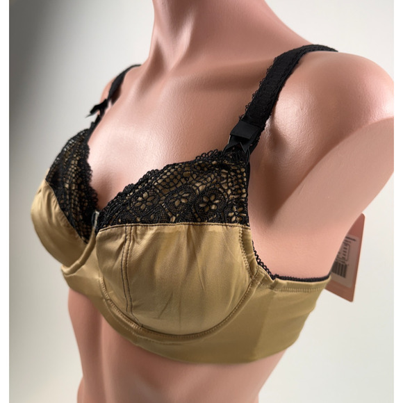 Cake Lingerie Balcony Style Flexible Wire Embroidery Beige Nursing Bra Size 34D - Picture 3 of 16